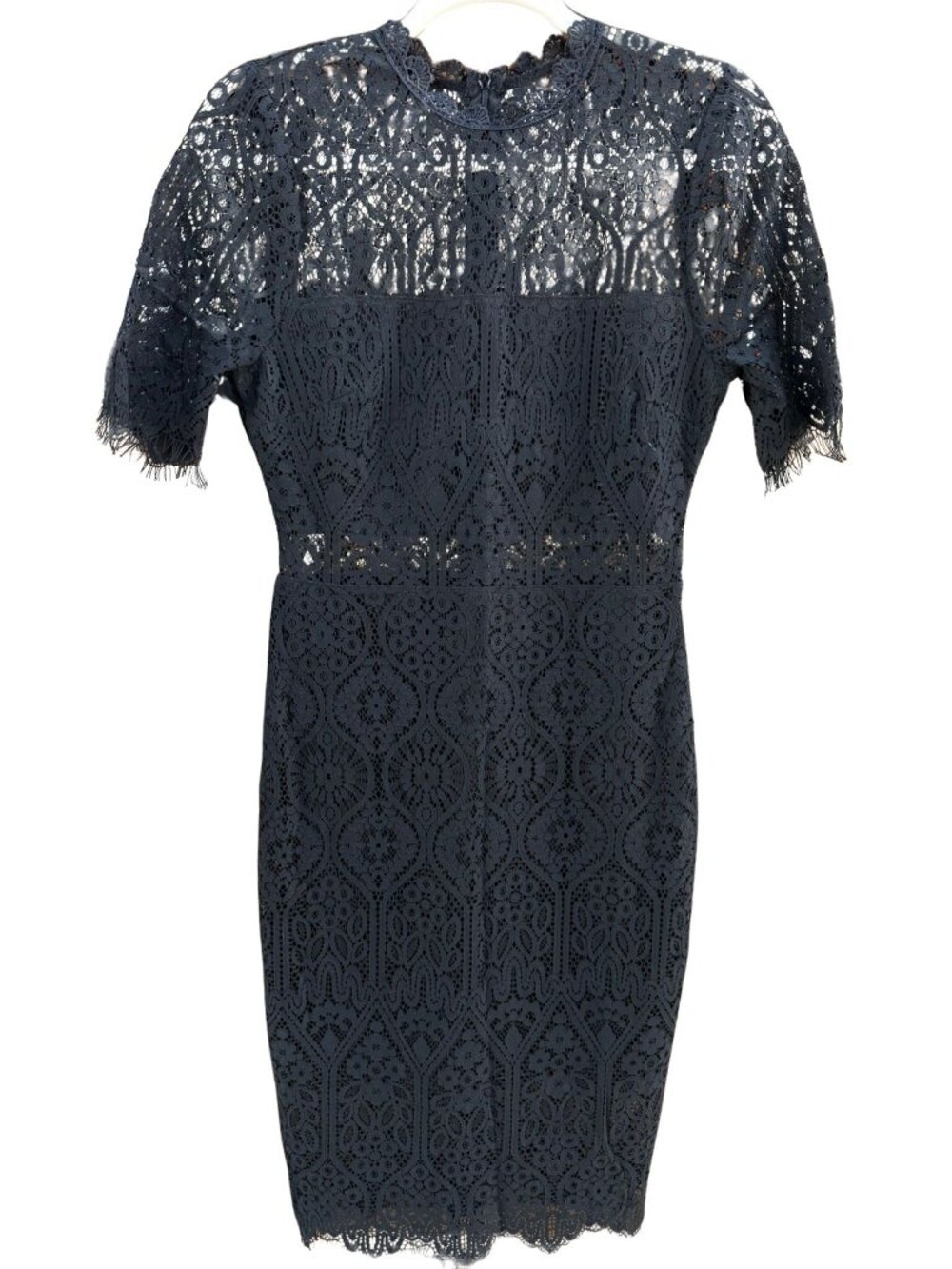 NWT Lulus Remarkable Black Sheer Lace Short Sleeve Midi Dress M